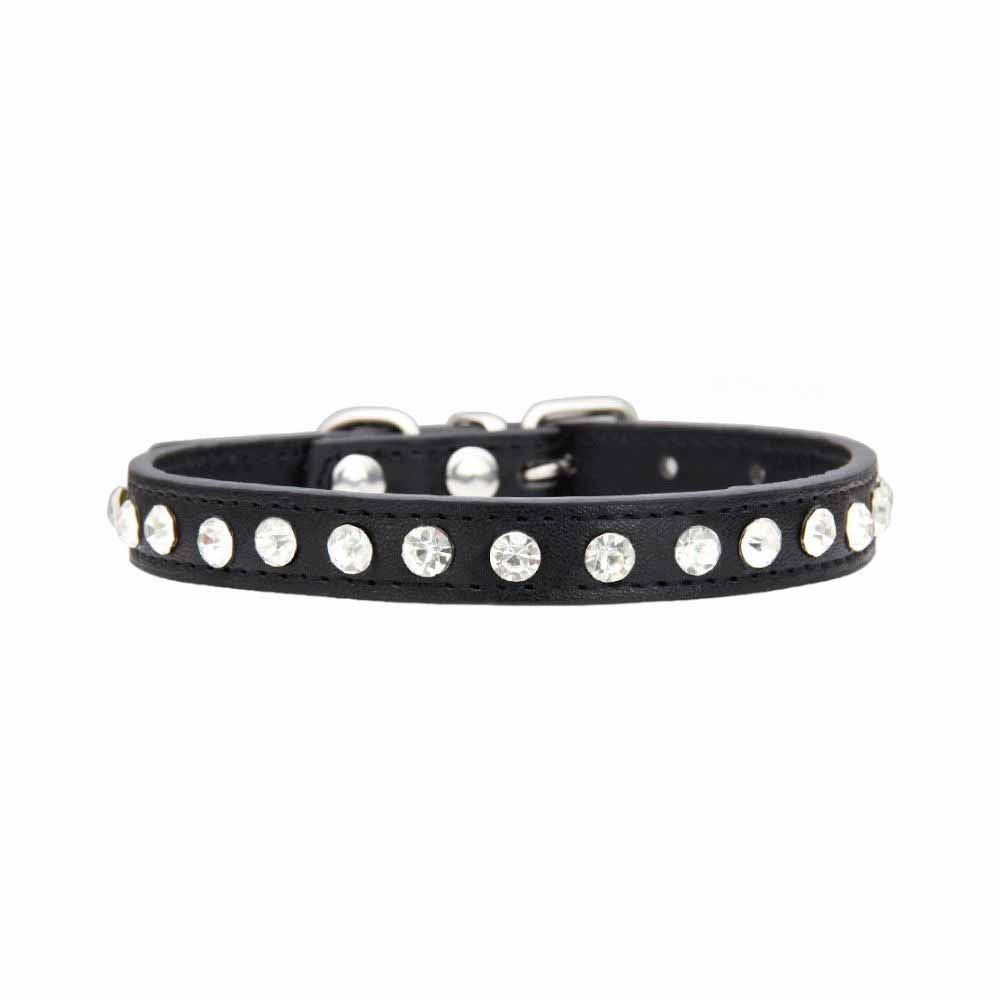 Hundhalsband med Kristaller | Svart