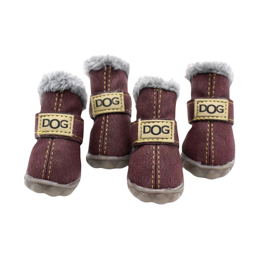 Warm Water Repellent Dog Shoes | Plum